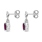 Djoy Orissa Rhodolite Garnet & White Zircon Stud Push Post Earring in Rhodium Overlay Sterling Silver 1.15 Ct.