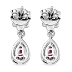 Djoy Orissa Rhodolite Garnet & White Zircon Stud Push Post Earring in Rhodium Overlay Sterling Silver 1.15 Ct.