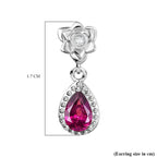Djoy Orissa Rhodolite Garnet & White Zircon Stud Push Post Earring in Rhodium Overlay Sterling Silver 1.15 Ct.