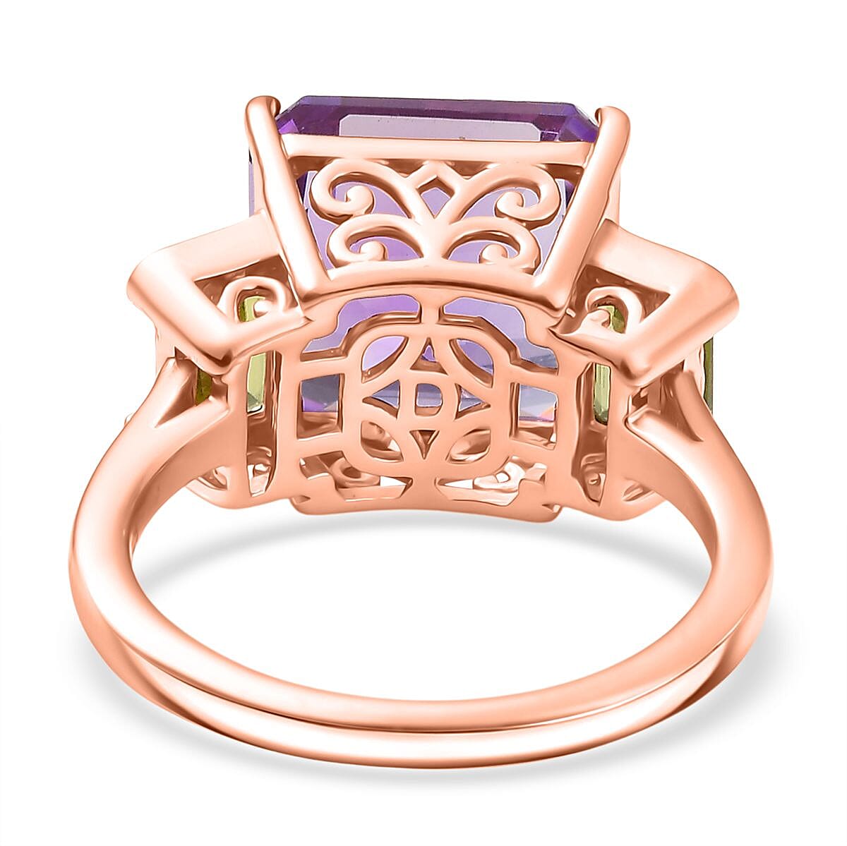 D'joy Rose De France Amethyst &amp; Peridot Solitaire Ring in 14K Rose Gold Plated Sterling Silver 7.27 Ct. 8194538 5