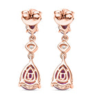 D'joy Rose De France Amethyst & White Zircon Dangling Earring with Push Back in 14K Rose Gold Plated Sterling Silver 3.85 Ct.
