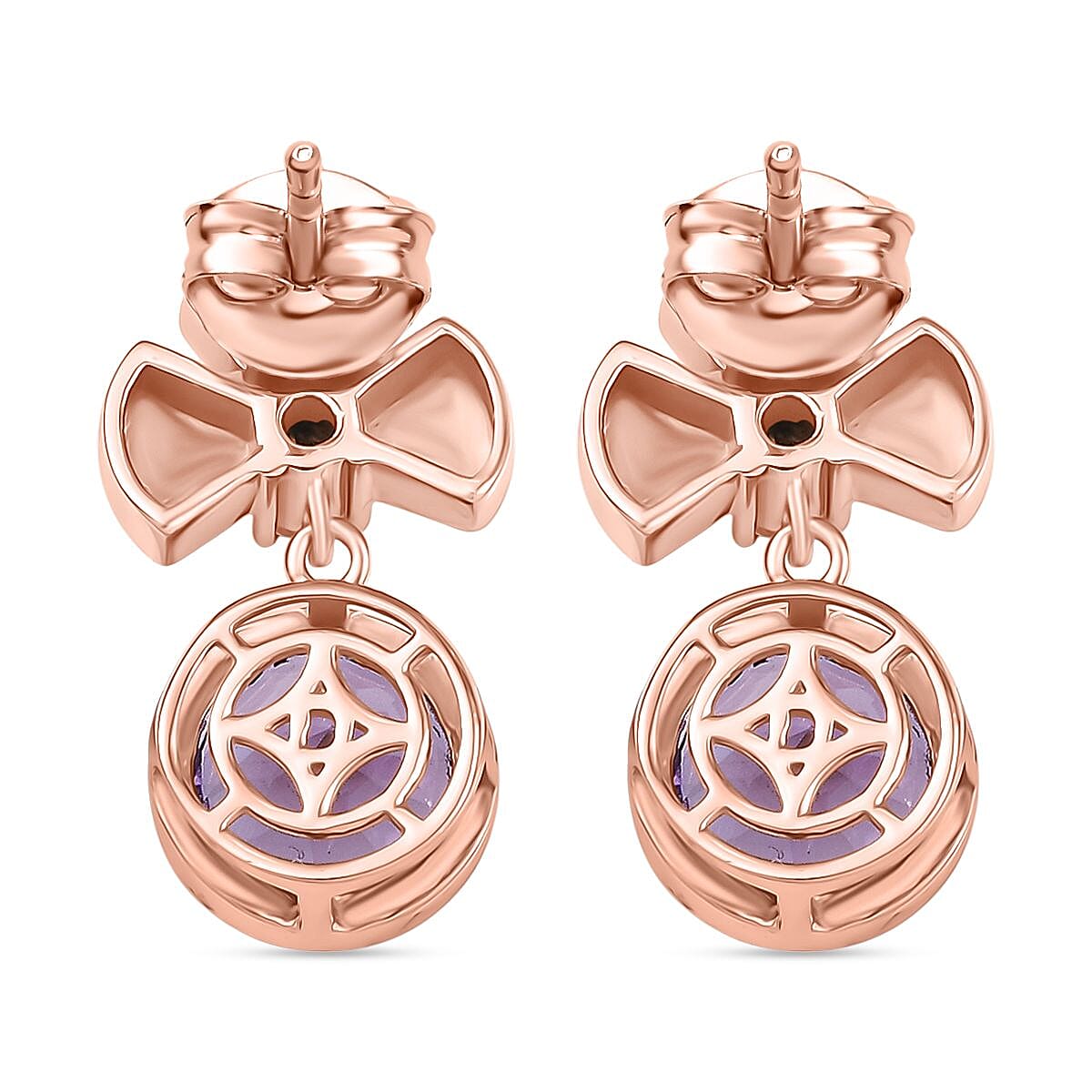 D'joy Rose De France Amethyst &amp; White Zircon Solitaire Stud Push Post Earring in 14K Rose Gold Plated Sterling Silver 4.12 Ct. 8194505 5