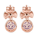 D'joy Rose De France Amethyst & White Zircon Solitaire Stud Push Post Earring in 14K Rose Gold Plated Sterling Silver 4.12 Ct.