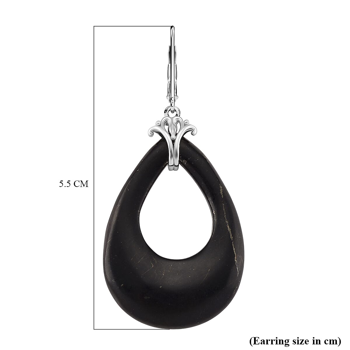 D'joy Natural Shungite Dangle Earring with Lever Back in Rhodium Overlay Sterling Silver 39.00 Ct. 8248942 5