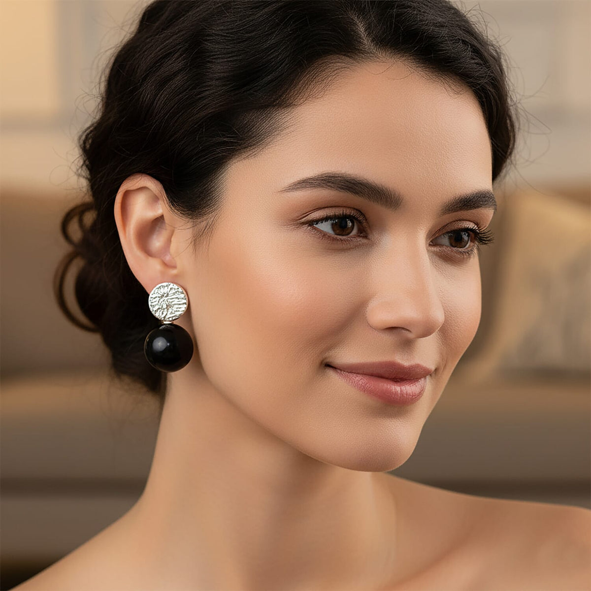 D'joy Natural Shungite Stud Push Back Earrings in Rhodium Overlay Sterling Silver 24.07 Ct. 8248796 3