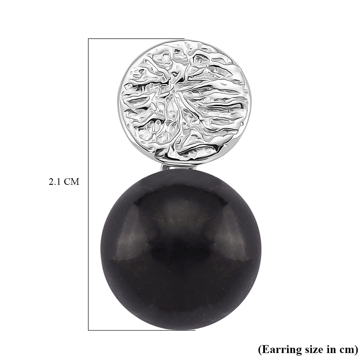 D'joy Natural Shungite Stud Push Back Earrings in Rhodium Overlay Sterling Silver 24.07 Ct. 8248796 6