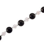 D'joy Natural Shungite & White Mother Of Pearl Necklace (Size 18 - 2 Ext) with Lobster Clasp in Rhodium Overlay Sterling Silver 215.30 Ct,