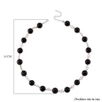 D'joy Natural Shungite & White Mother Of Pearl Necklace (Size 18 - 2 Ext) with Lobster Clasp in Rhodium Overlay Sterling Silver 215.30 Ct,