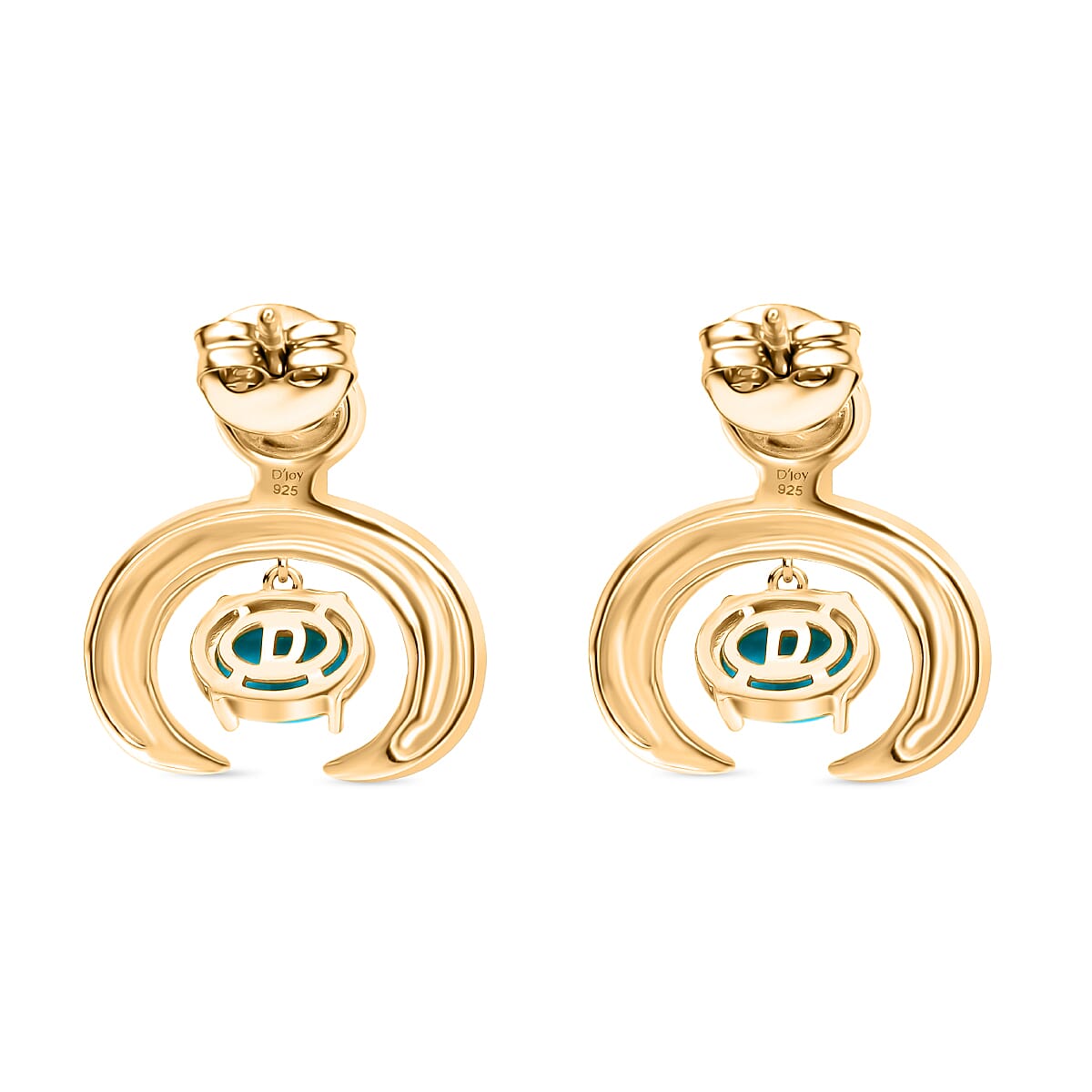 D'joy Sleeping Beauty Turquoise Dangling Earring with Push Back in Yellow Gold Plated Sterling Silver 1.65 Ct. 8225468 5