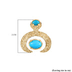 D'joy Sleeping Beauty Turquoise Dangling Earring with Push Back in Yellow Gold Plating Sterling Silver 1.65 Ct.