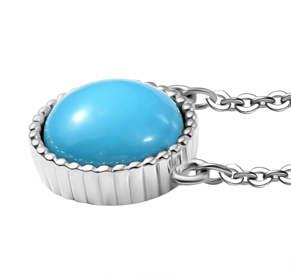D'joy Sleeping Beauty Turquoise Solitaire Necklace (Size - 20) with Lobster Clasp in Platinum Overlay Sterling Silver 2.39 Ct. 8222042 4