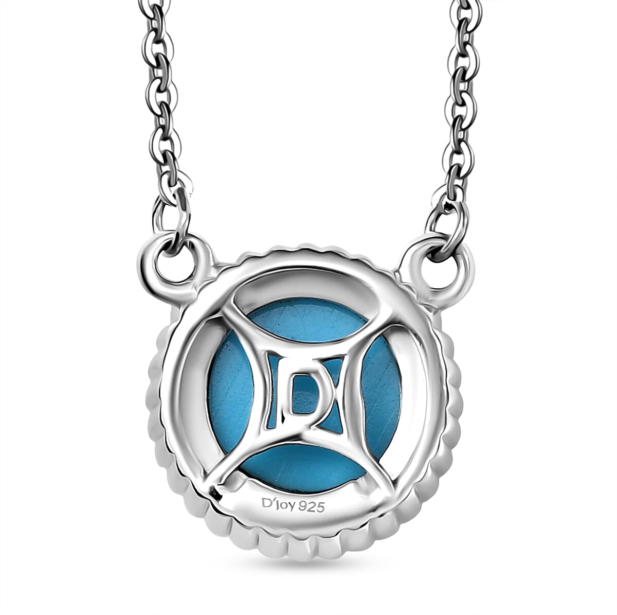 D'joy Sleeping Beauty Turquoise Solitaire Necklace (Size - 20) with Lobster Clasp in Platinum Overlay Sterling Silver 2.39 Ct. 8222042 5