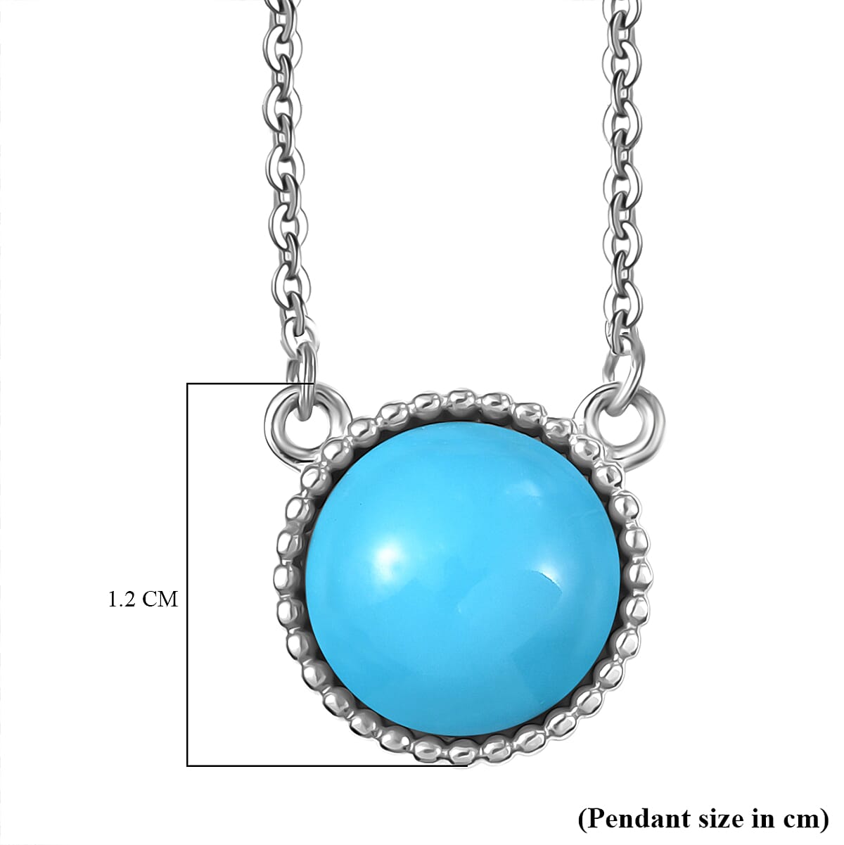 D'joy Sleeping Beauty Turquoise Solitaire Necklace (Size - 20) with Lobster Clasp in Platinum Overlay Sterling Silver 2.39 Ct. 8222042 6