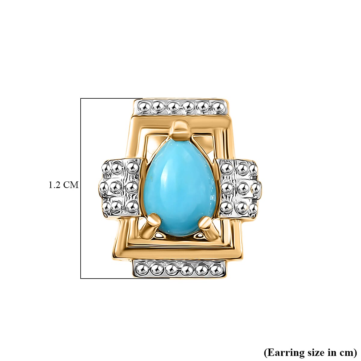 D'joy Sleeping Beauty Turquoise Solitaire Stud Push Post Earring in Yellow Gold with Platinum Overlay Sterling Silver 1.29 Ct. 8223686 5