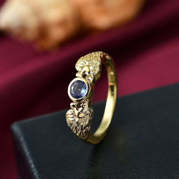 Djoy Tanzanite Solitaire Lion Ring in Yellow Gold Plated Sterling Silver 8225430 2