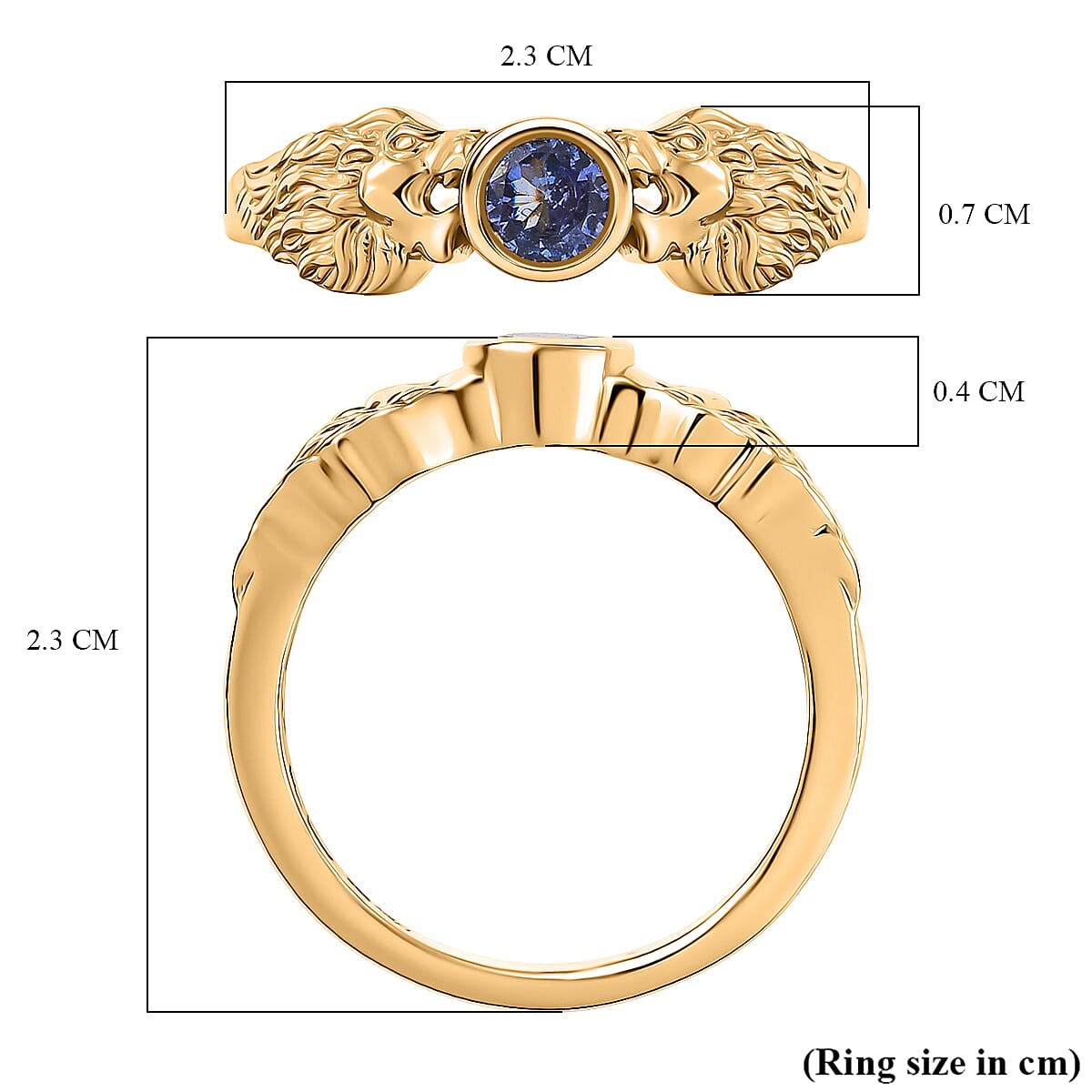 Djoy Tanzanite Solitaire Lion Ring in Yellow Gold Plated Sterling Silver 8225430 5