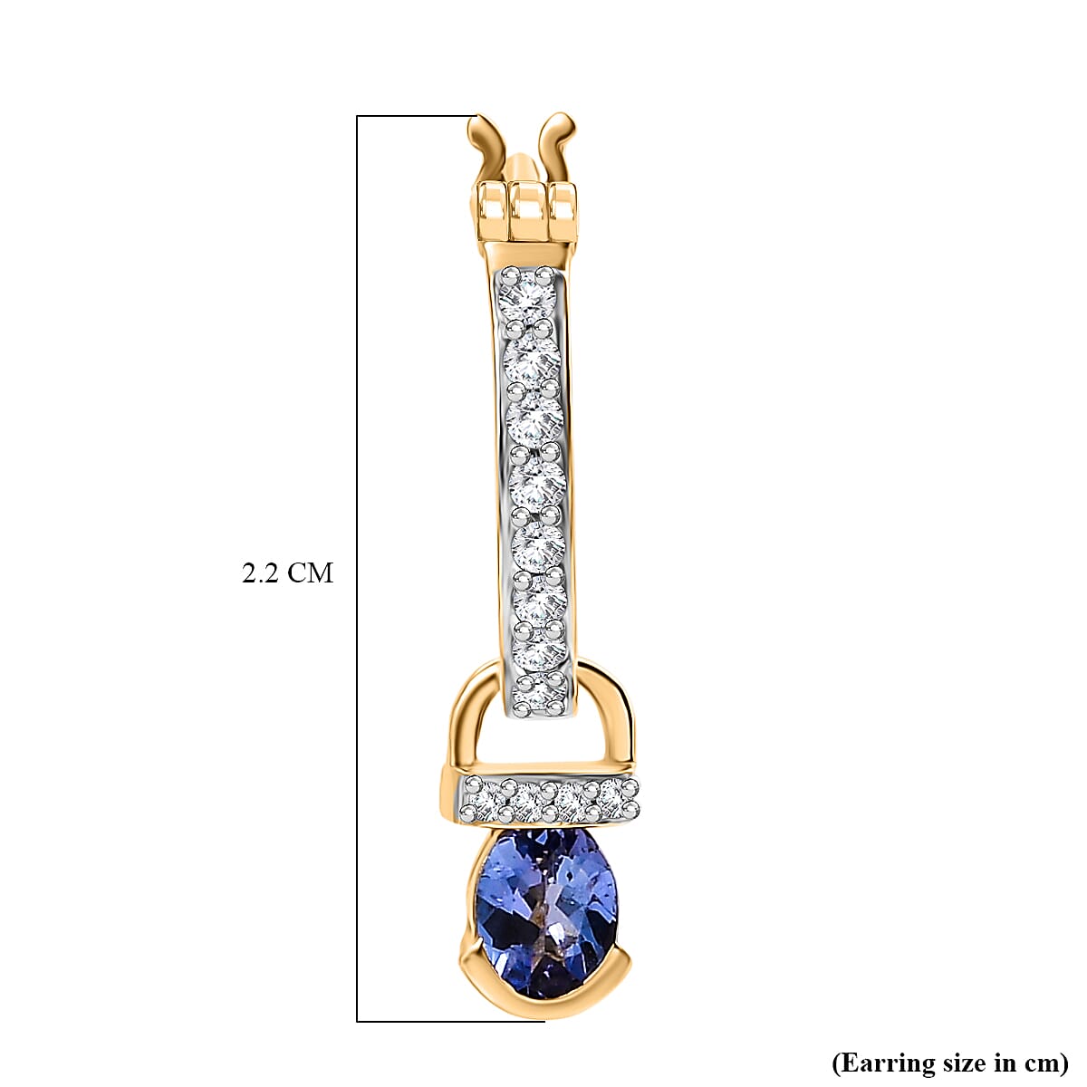 D'joy Tanzanite &amp; White Zircon Dangling Earring with Hoop in Yellow Gold Plating Sterling Silver 1.15 Ct. 8225892 5