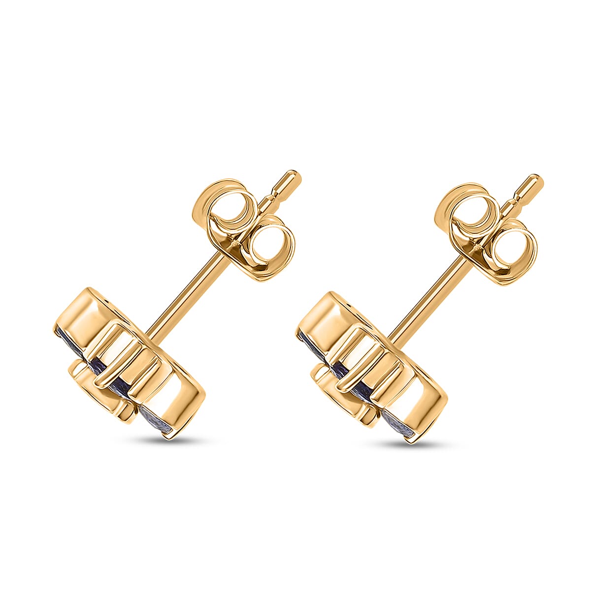 D'joy Tanzanite, White Zircon Trilogy Stud Push Post Earring in Yellow Gold Over Sterling Silver 8225422 4