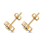 D'joy Tanzanite & White Zircon Stud Push Post Earring in Yellow Gold Plating Sterling Silver