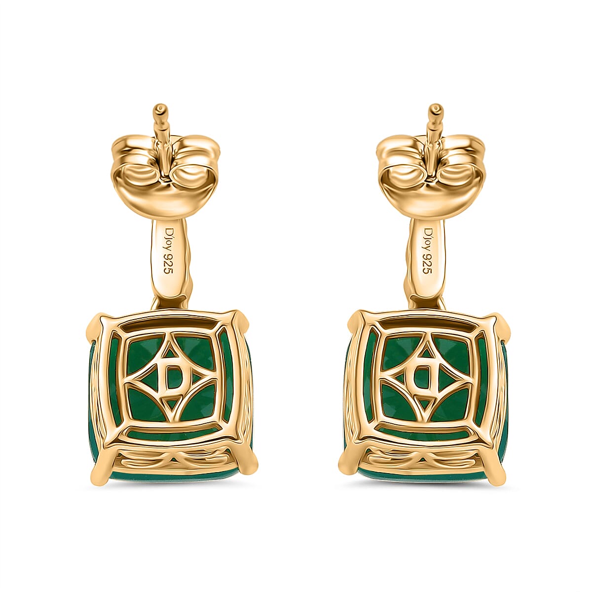 Verde Onyx Solitaire Drop Push Post Earring in Yellow Gold Plated Sterling Silver 8.13 Ct. 8212188 5