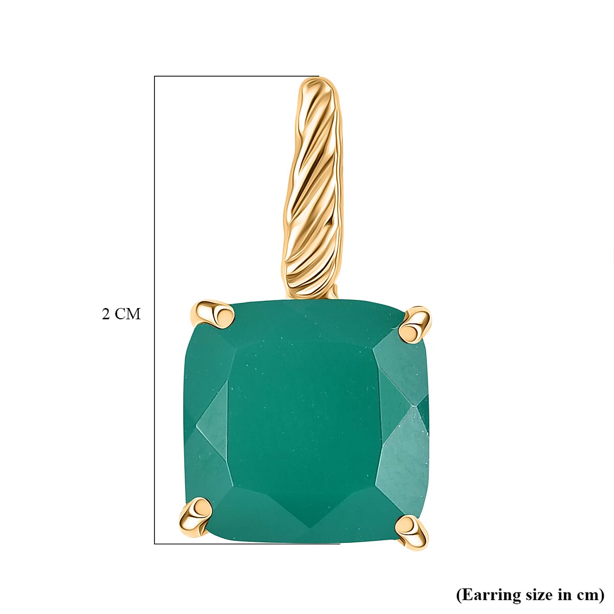 Verde Onyx Solitaire Drop Push Post Earring in Yellow Gold Plated Sterling Silver 8.13 Ct. 8212188 6