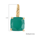 Verde Onyx Solitaire Stud Push Post Earring in 14K Yellow Gold Plating Sterling Silver 8.13 Ct.