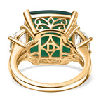 Verde Onyx & White Topaz Ring in 14K Yellow Gold Plating Sterling Silver 12.73 Ct.