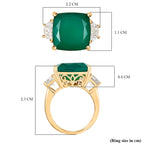 Verde Onyx & White Topaz Ring in 14K Yellow Gold Plating Sterling Silver 12.73 Ct.