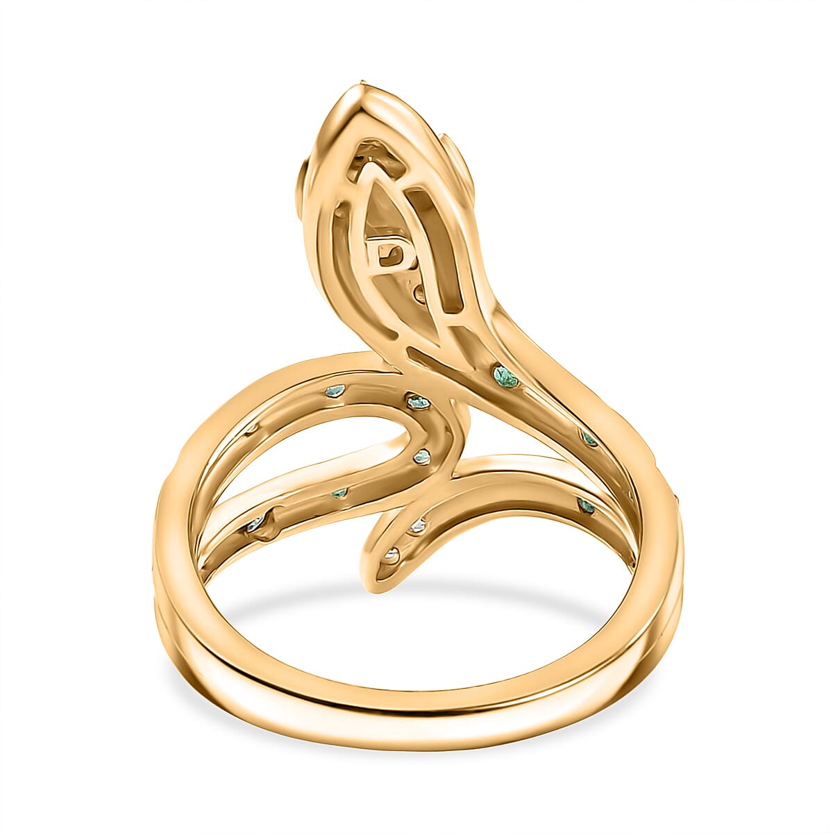 D'Joy - Zambian Emerald Snake Ring in Yellow Gold Plating Sterling Silver 8229411 4