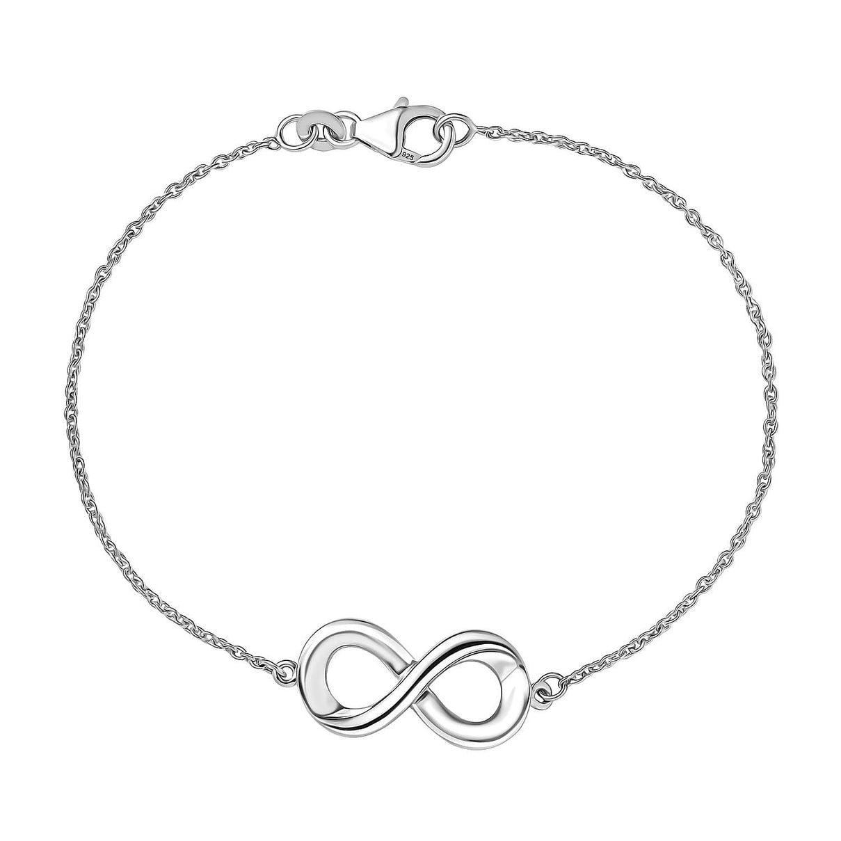 Djoy - Infinity Kont Bracelet with Lobster Clasp in Rhodium Overlay Sterling Silver 7.5 Inch V32490583 0