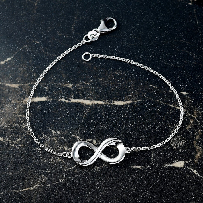Djoy - Infinity Kont Bracelet with Lobster Clasp in Rhodium Overlay Sterling Silver 7.5 Inch 8184353 2