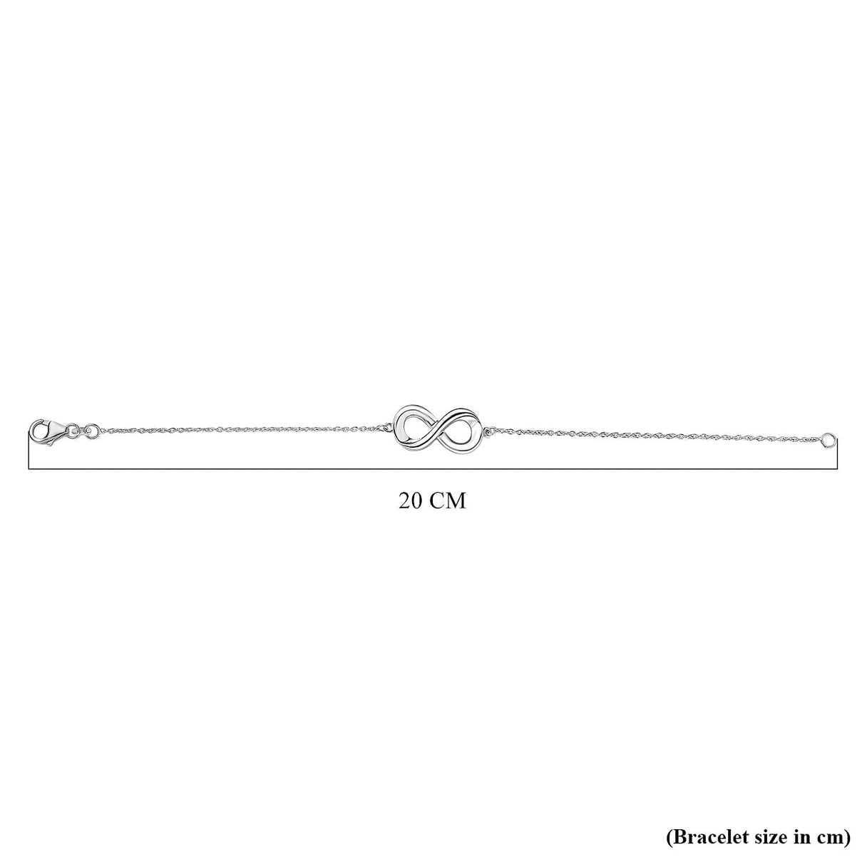 Djoy - Infinity Kont Bracelet with Lobster Clasp in Rhodium Overlay Sterling Silver 7.5 Inch V32490583 5
