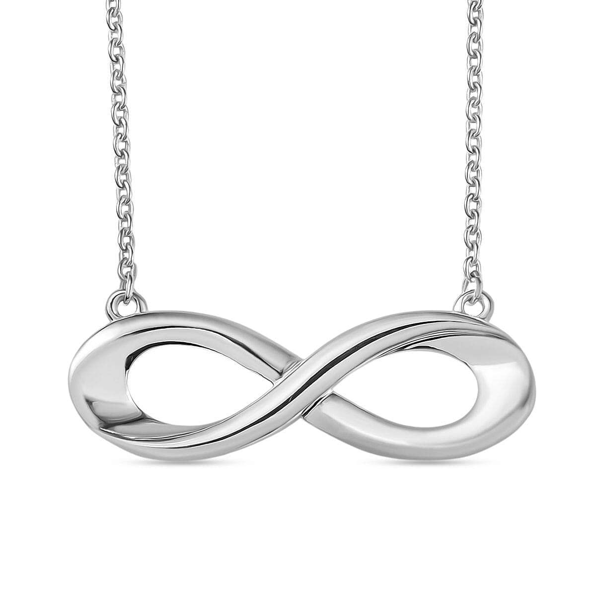 Djoy - Infinity Knot Necklace with Lobster Clasp in Rhodium Overlay Sterling Silver 20 Inch 8184344 0