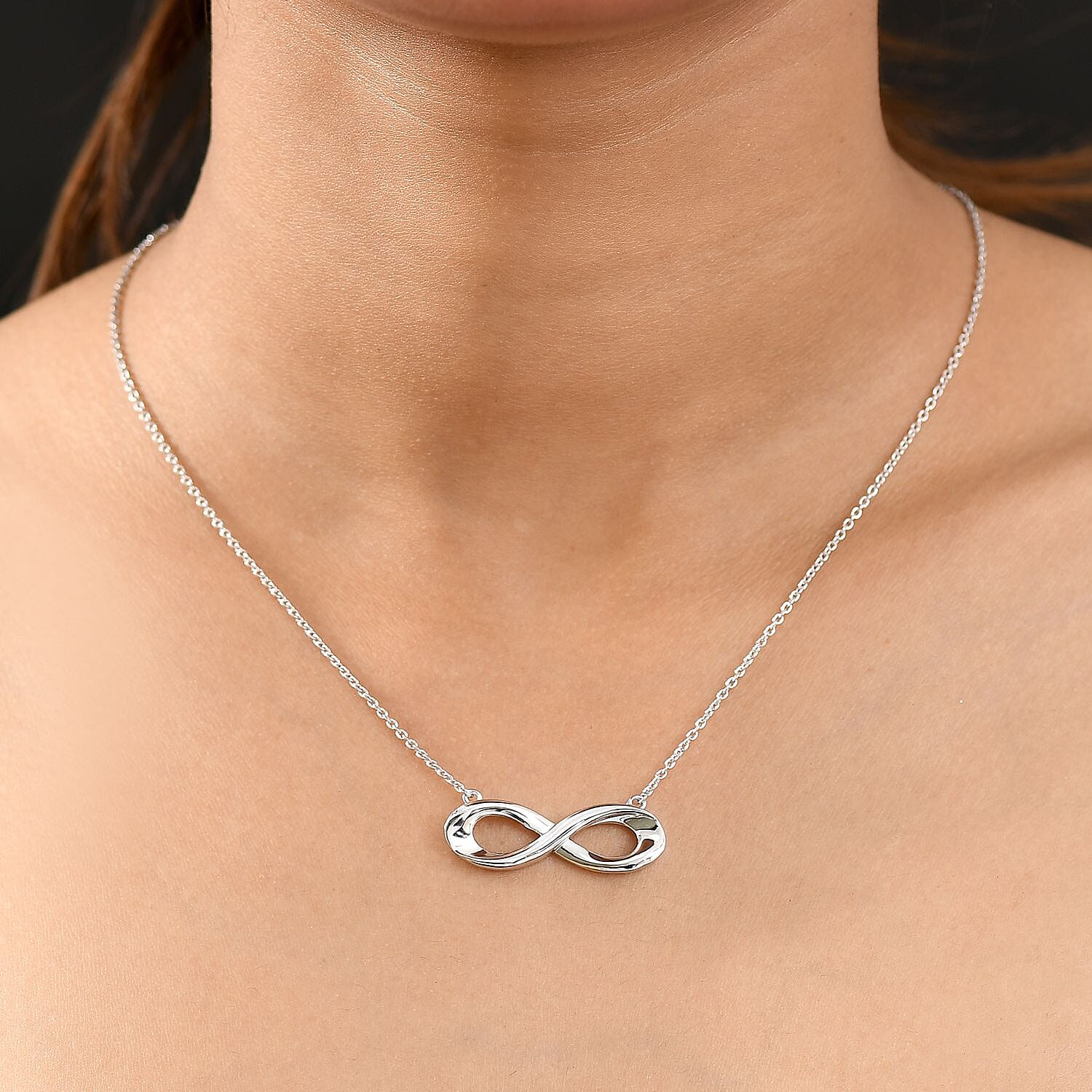 Djoy - Infinity Knot Necklace with Lobster Clasp in Rhodium Overlay Sterling Silver 20 Inch 8184344 2