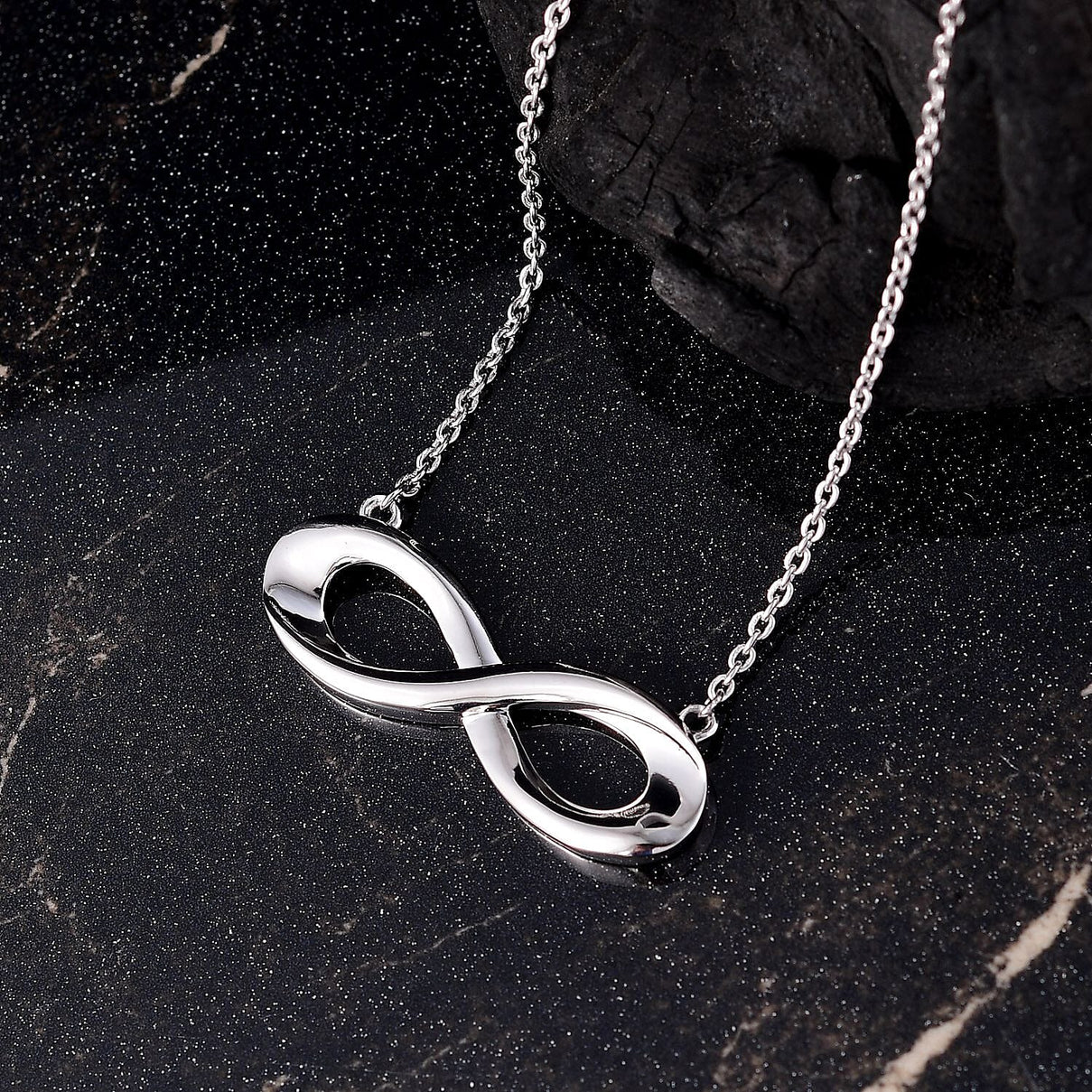 Djoy - Infinity Knot Necklace with Lobster Clasp in Rhodium Overlay Sterling Silver 20 Inch 8184344 3