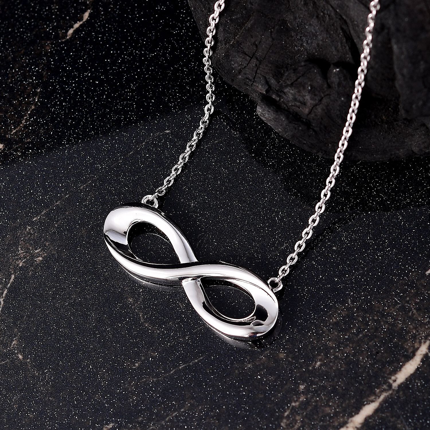 Djoy - Infinity Knot Necklace with Lobster Clasp in Rhodium Overlay Sterling Silver 20 Inch 8184344 3