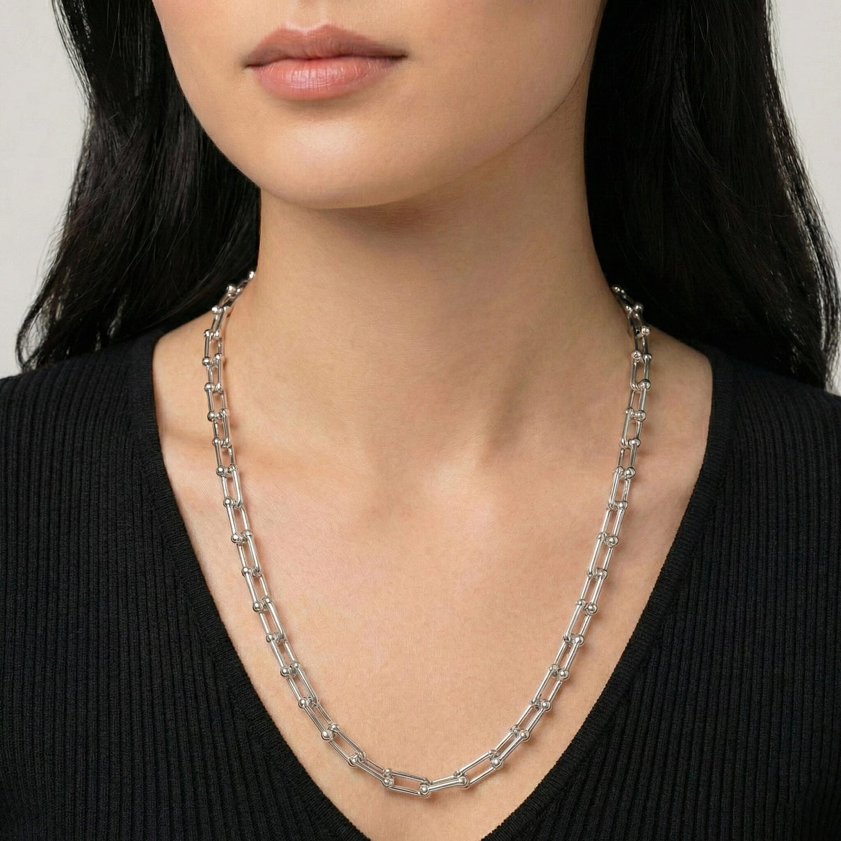 DESIGNER INSPIRED - INDUSTRIAL Necklace In silver tone (Size - 22 - 2 Inch Ext) 8350642 2