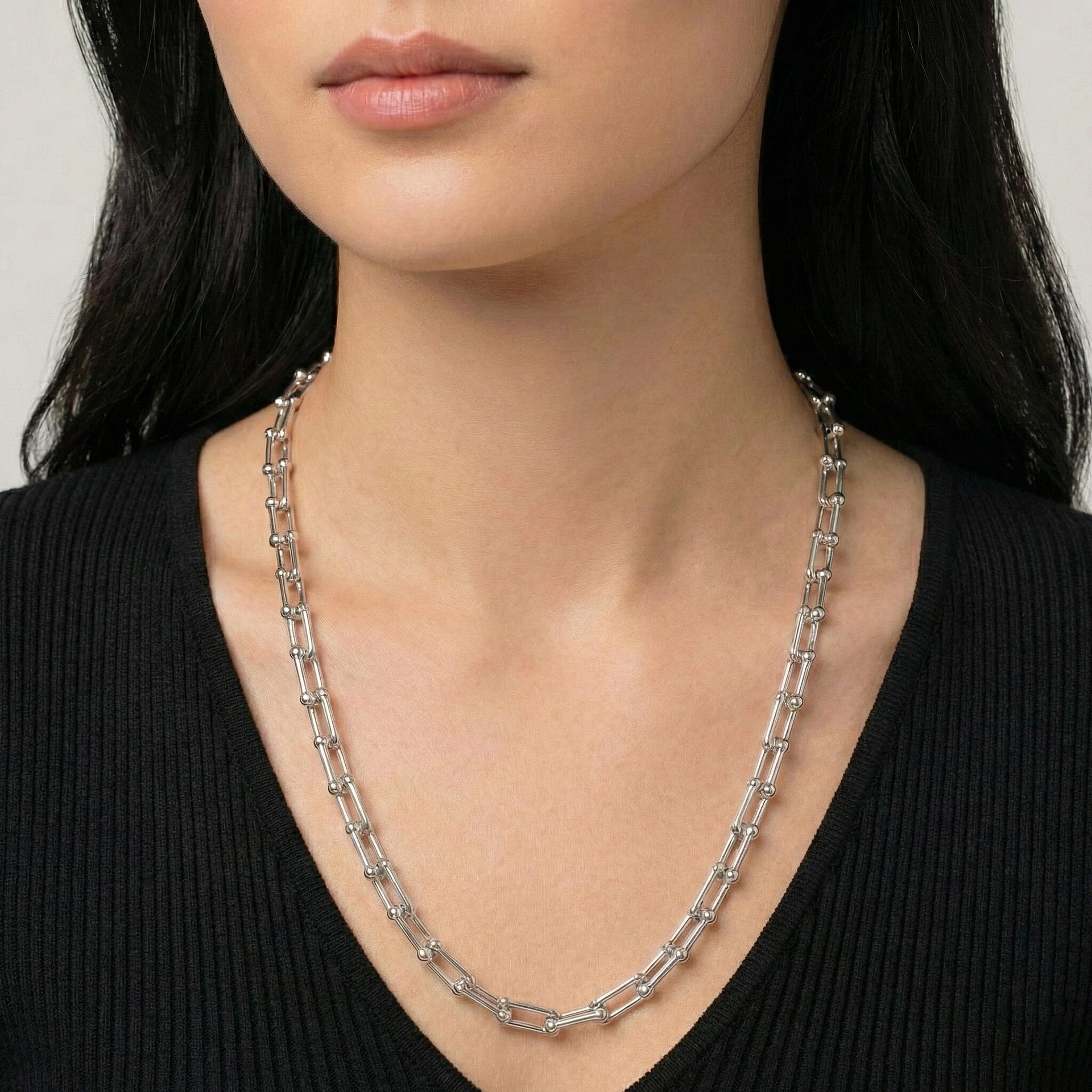 DESIGNER INSPIRED - INDUSTRIAL Necklace In silver tone (Size - 22 - 2 Inch Ext) 8350642 2