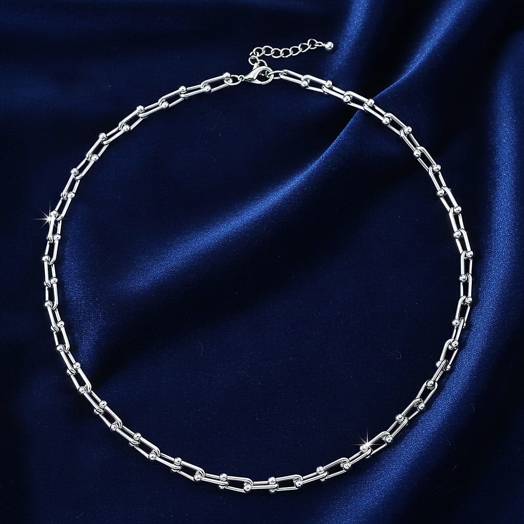 DESIGNER INSPIRED - INDUSTRIAL Necklace In silver tone (Size - 22 - 2 Inch Ext)