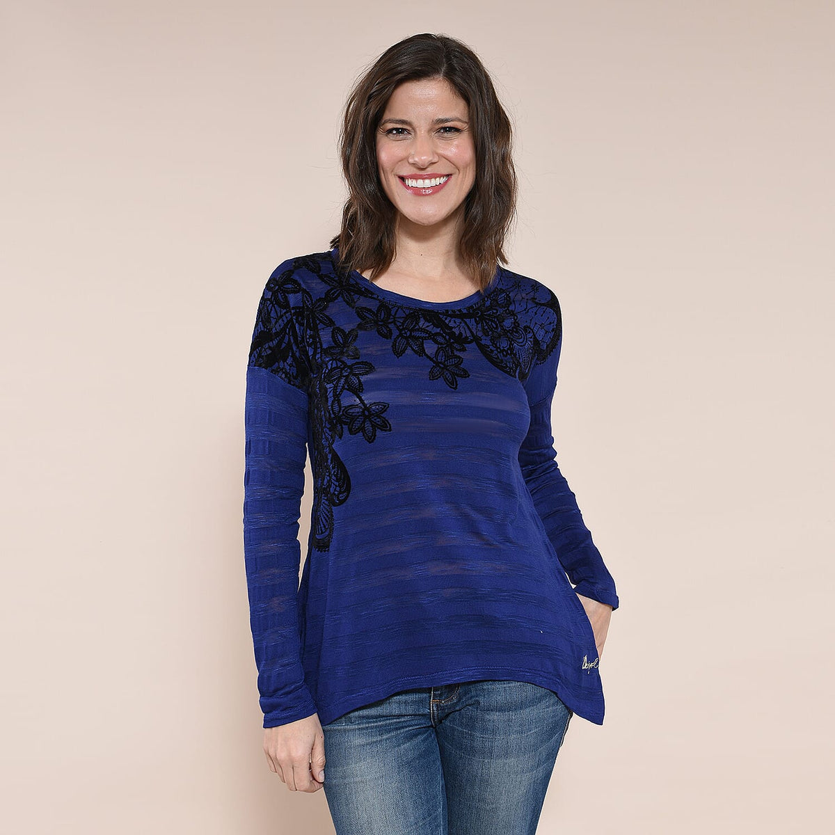 DESIGUAL Floral Embroidery Long Sleeve T-Shirt 8922816 0