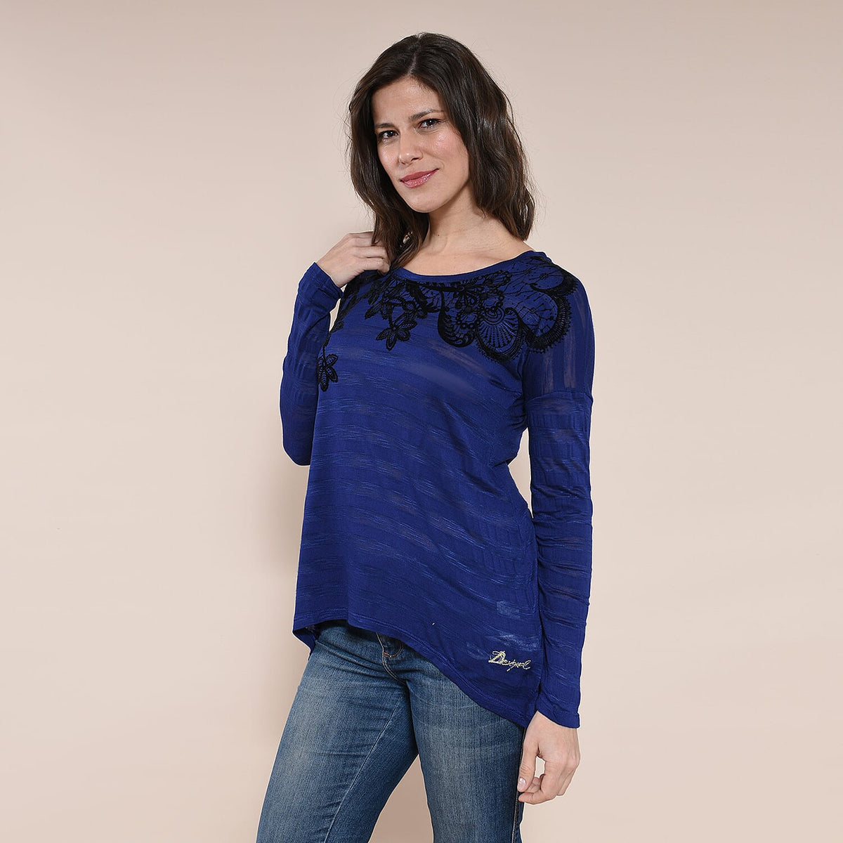 DESIGUAL Floral Embroidery Long Sleeve T-Shirt 8922816 2