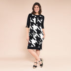 DESIGUAL Houndstooth Pattern Dress (Size XXL) - Black & White