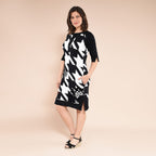 DESIGUAL Houndstooth Pattern Dress (Size Medium ) - Black & White