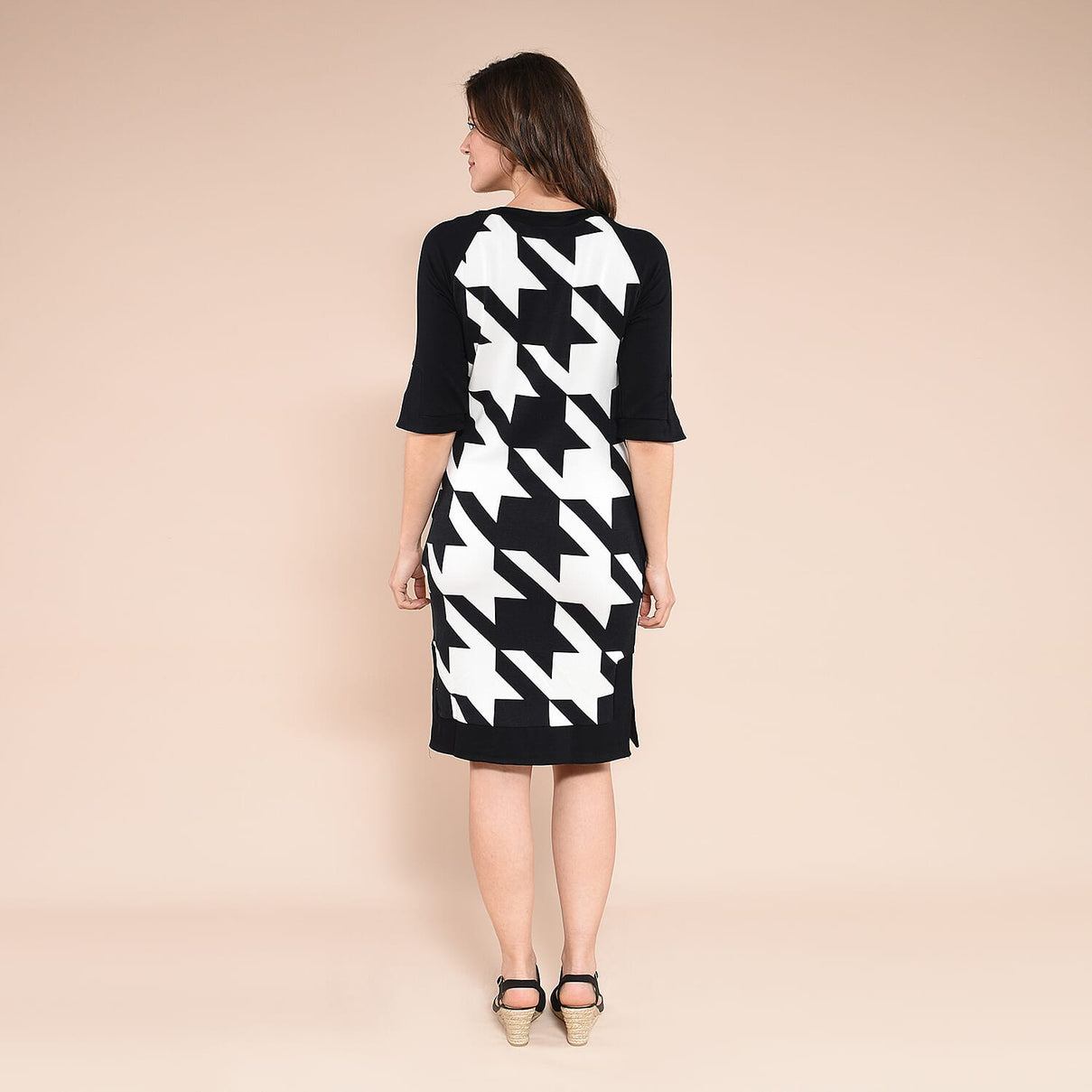 DESIGUAL Houndstooth Pattern Knitted Dress (Size Small) - Black &amp; White 8922198 3