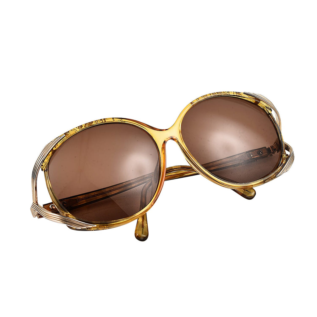 DIOR Ladies Rectangular Sunglasses with Yellow Lenses - Yellow Gold