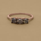 9K Rose Gold Natural SGL Certified Champagne Diamond  Trilogy Ring 1.00 Ct