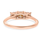 9K Rose Gold Natural SGL Certified Champagne Diamond  Trilogy Ring 1.00 Ct