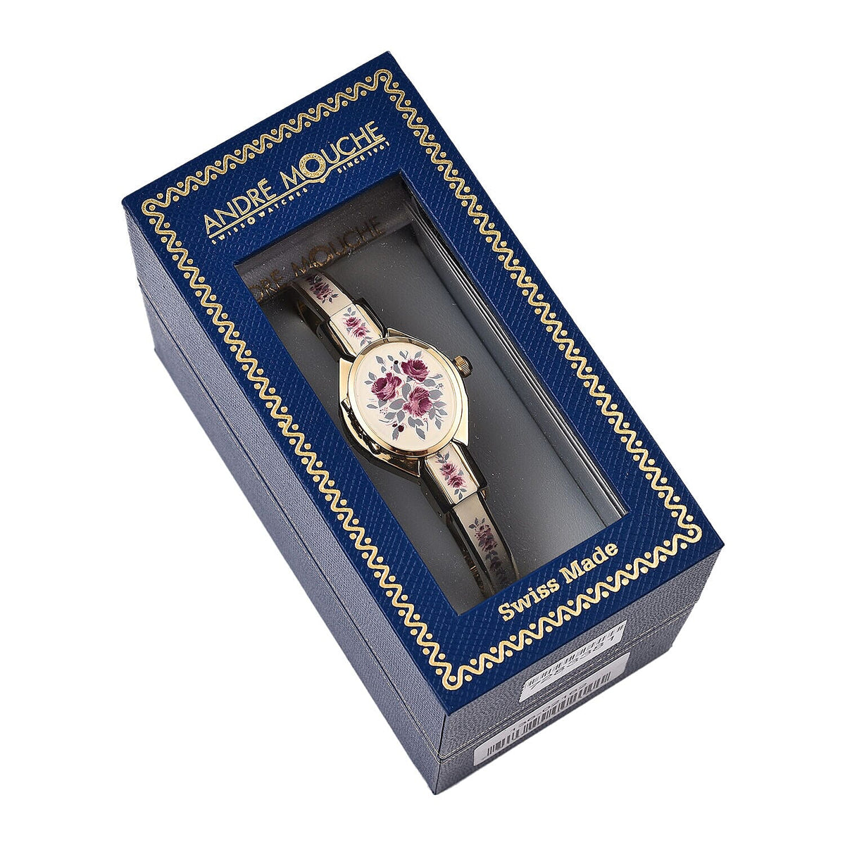 Andre Mouche Swiss Floral Ladies Bangle Watch 7283381 7