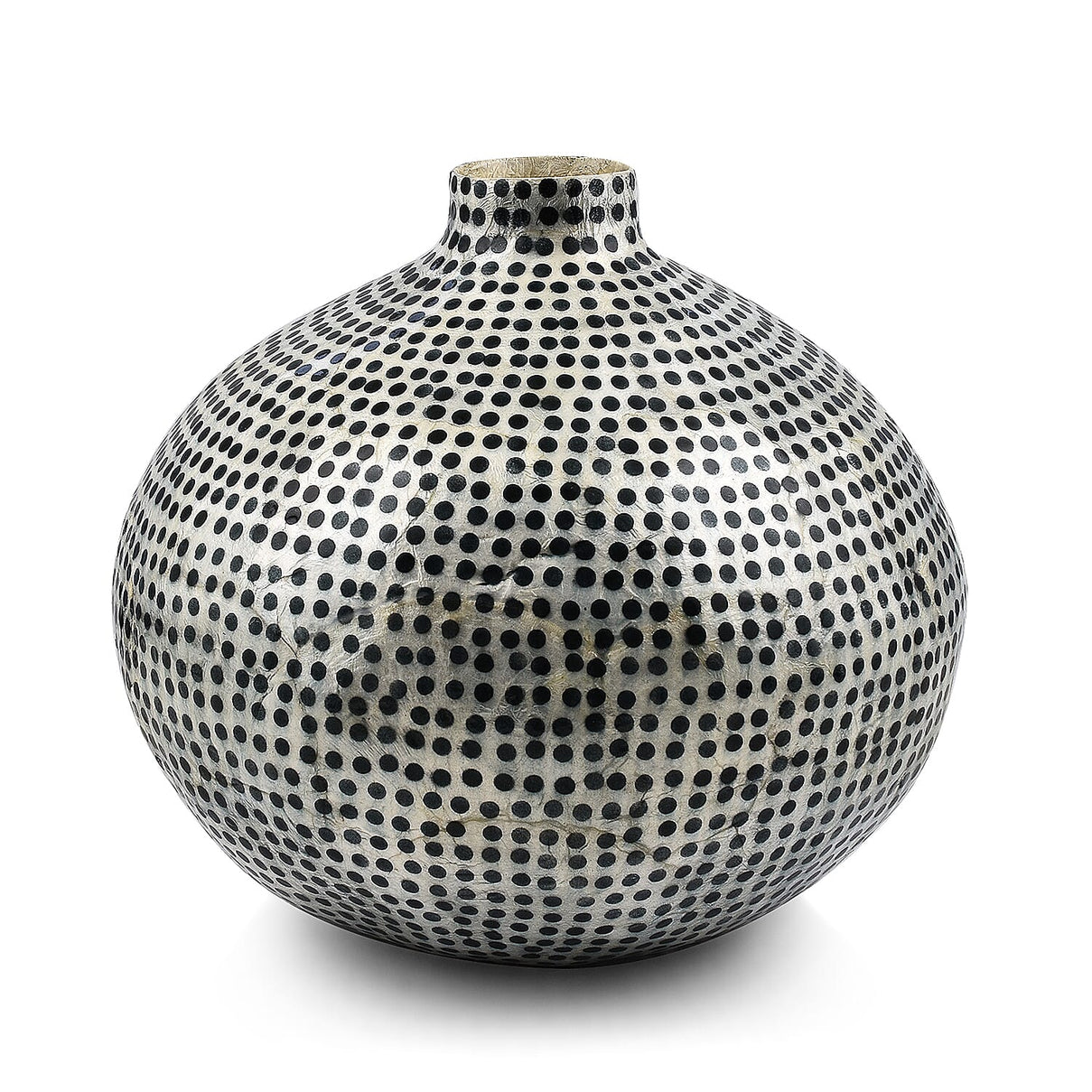 100% Handmade Capiz Circular Round Vase - Blue and White 7126577 0