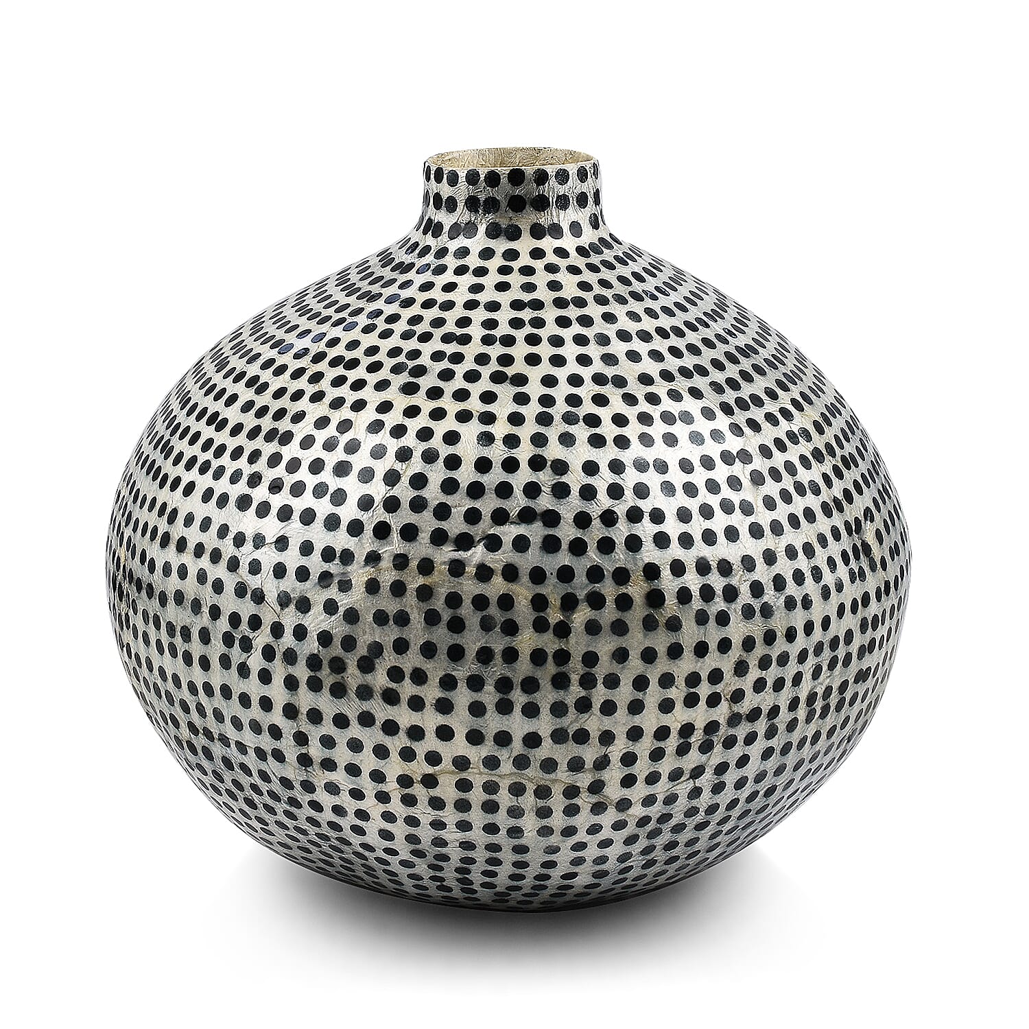 100% Handmade Capiz Circular Round Vase - Blue and White 7126577 0